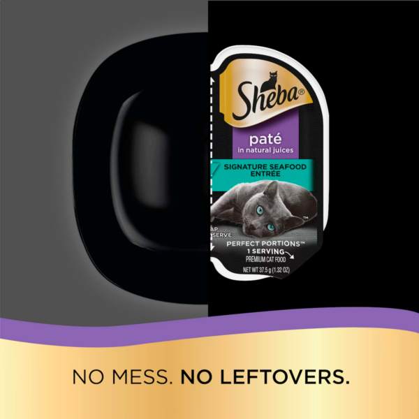 SHEBA Wet Cat Food Pate Variety Pack, Signature Seafood, Delicate Salmon and Tender Whitefish & Tuna Entrees, 2.6 oz. PERFECT PORTIONS Twin-Pack Trays - Image 4